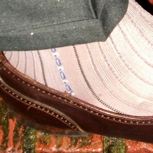 2PR Men's Sheer Taupe Thick N Thin with Pattern, Cap Toe Cap Heel Socks - 10 -13 - Picture 7 of 13